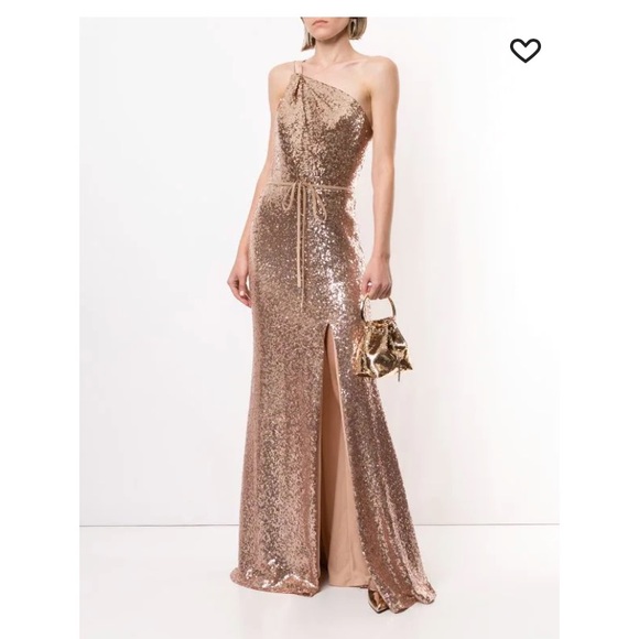 Marchesa Notte Bridesmaid or prom gold gown - Picture 2 of 7